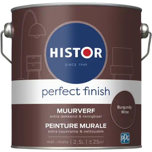 Histor Perfect Finish Muurverf Mat - Burgundy Wine - 2,5 liter Gratis Retour