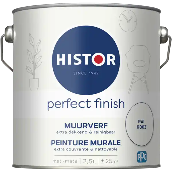 Histor Perfect Finish Muurverf Mat - Ral 9003 - 2,5 liter Veilige Betaling
