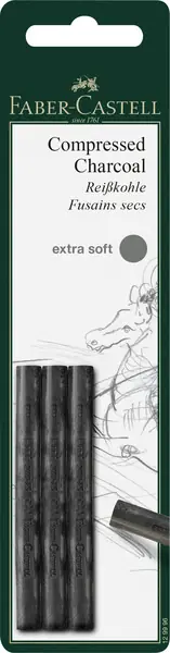 Premium Faber Castell Houtskool Pitt Monochrome - geperst ES 3 stuks blister
