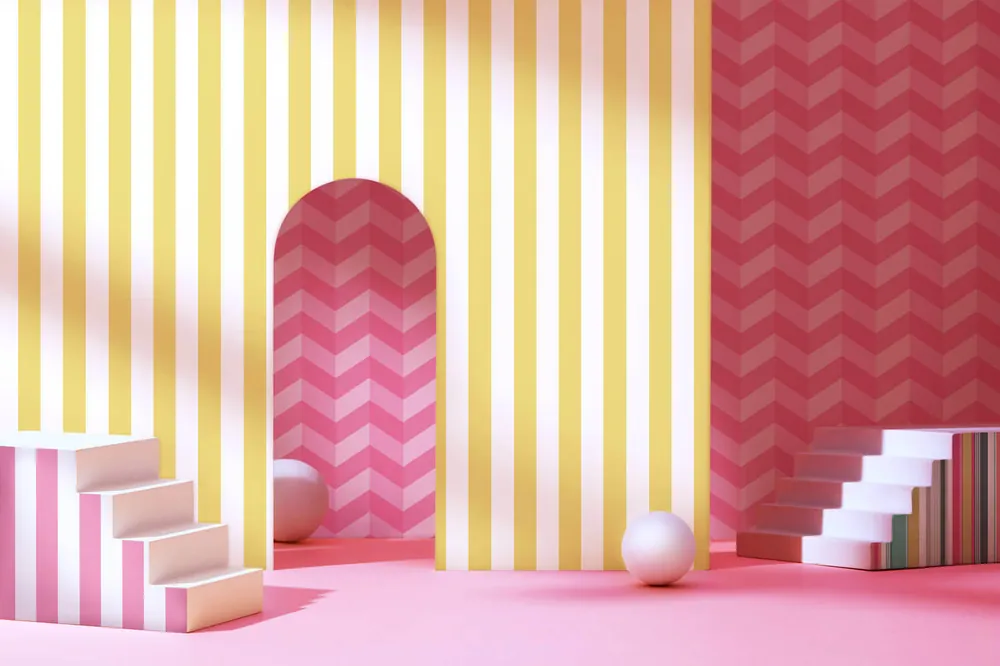 Aanbieding Ohpopsi So Stripey - STR50132W - Illusion Chevron Fuchsia