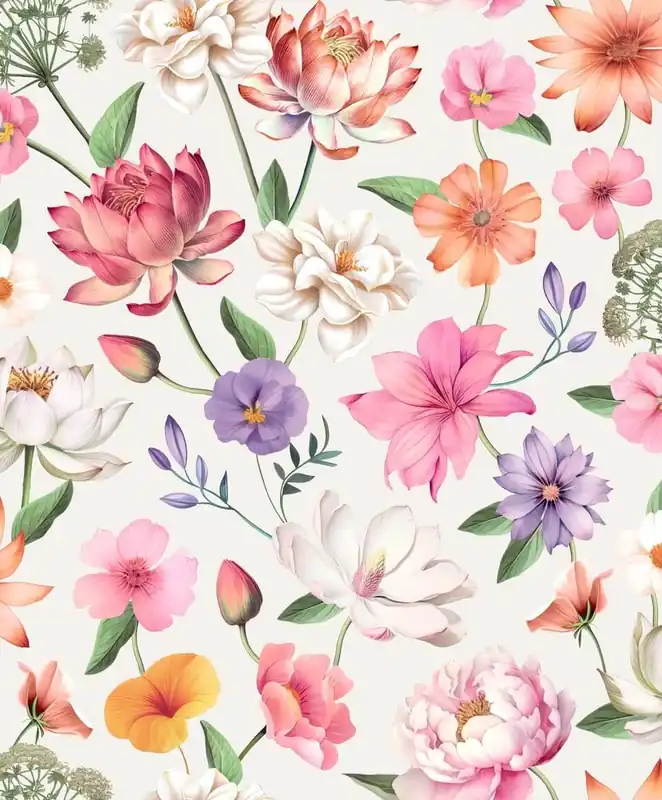 Express Levering Dutch Illusion - M888-10 - Bloemen Wit/Roze/Lila