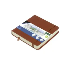 Lage Prijs Kangaro Schetsboek - Cognac - Hardcover - 80 vellen - 140g - Roomwit Papier met Elastiek en Lint