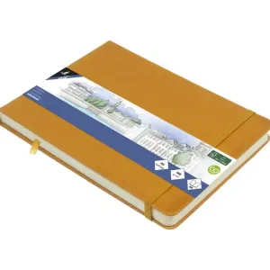 Kangaro Schetsboek - Landscape Okergeel - Hardcover - 80 vellen - 140g - Roomwit Papier met Elastiek en Lint Rechtstreeks Van De Fabrikant