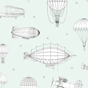 Op = Op Noordwand Kids Walls Behang met zeppelins en parachutes - 45825