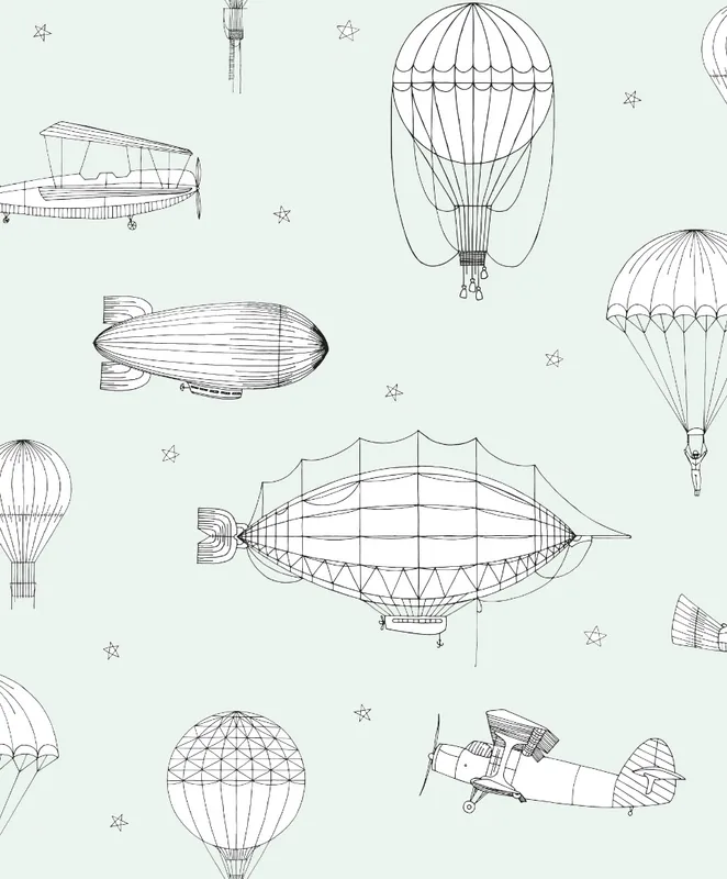 Op = Op Noordwand Kids Walls Behang met zeppelins en parachutes - 45825