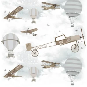 Snelle Levering Noordwand Kids Walls Fotobehang met vliegtuigen en luchtballonnen - 45859