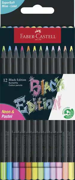 Meest Verkocht Faber Castell Kleurpotlood Black Edition - 12 stuks neon+pastel