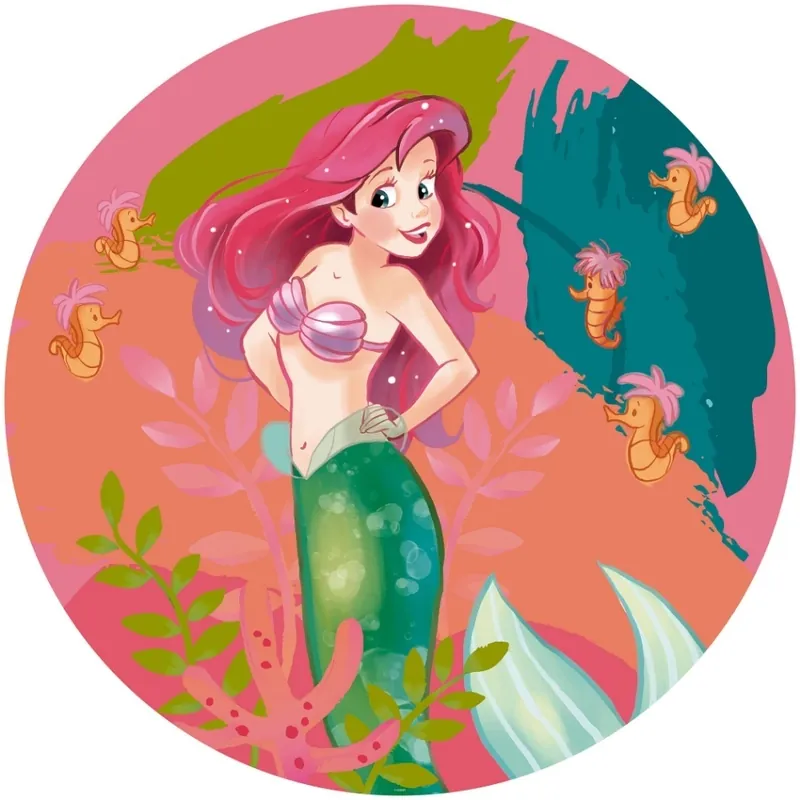 Noordwand Komar Dots Behangcirkel Disney Princess - Ariel - Happy Coral - DD1-017 Beperkt Aanbod