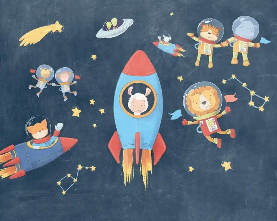 Speciale Aanbieding Komar Into Adventure Fotobehang Friends in Space - IAX7-0036