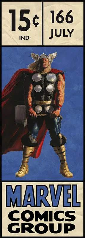 Seizoensaanbieding Komar Into Adventure Fotobehang Marvel - Thor Retro Comic Box - IADX2-067