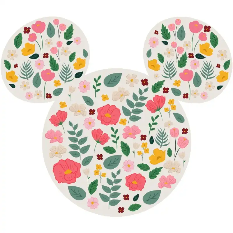Komar Into Adventure; Komar Dots Behangcirkel Disney - Mickey Mouse - Head Wildflowers - DD1-013 Seizoensaanbieding