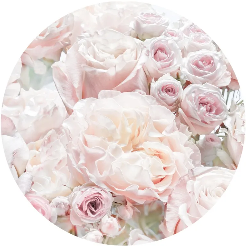 Komar Le Jardin; Komar Dots Behangcirkel Pink and Cream Roses - D1-072 Bestel Nu