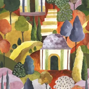 Novamur Leyla Fotobehang abstracte huizen en bomen - 81664 Koop Vandaag