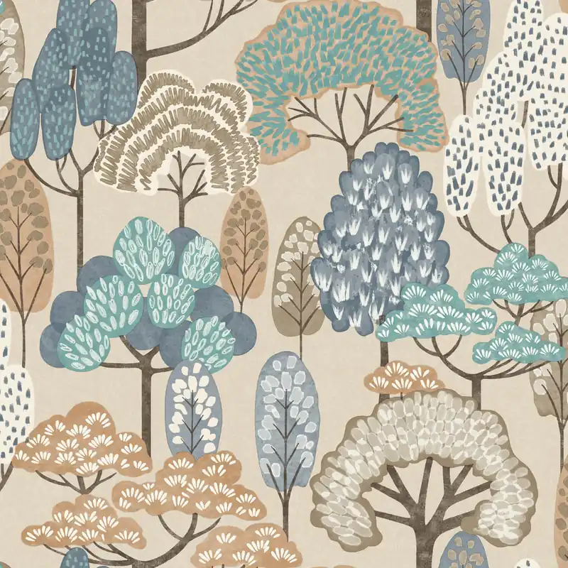 Grandeco Little Dreamers - LD2115 - Happy Trees blauw Superprijs