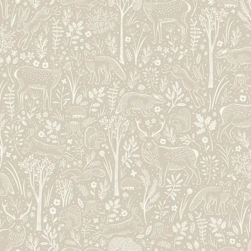 Gereduceerde Prijs Grandeco Little Dreamers - LD3403 - Woodland Animals beige