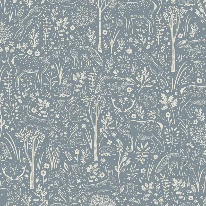 Grandeco Little Dreamers - LD3415 - Woodland Animals blauw Shop Nu