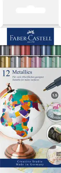 Gereduceerde Prijs Faber Castell Marker Metallic - 12 stuks in etui
