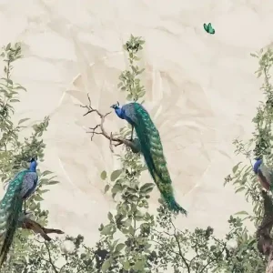 Snelle Levering Muance Muance Fotobehang Peacock Forest - MU13040