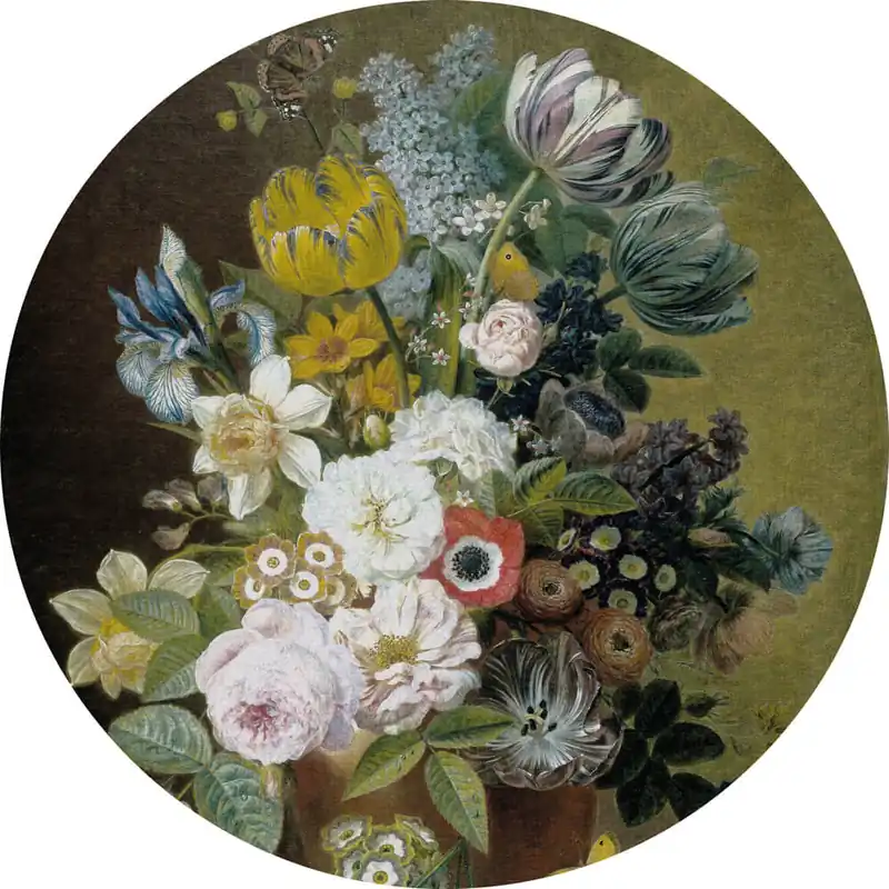 Koopje Dutch Painted Memories 2 - 8045C - Circle Still life with Flowers IV