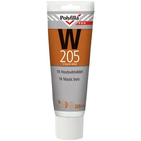 Direct Verzonden Polyfilla Pro W205 1K Houtvulmiddel - 200 ml