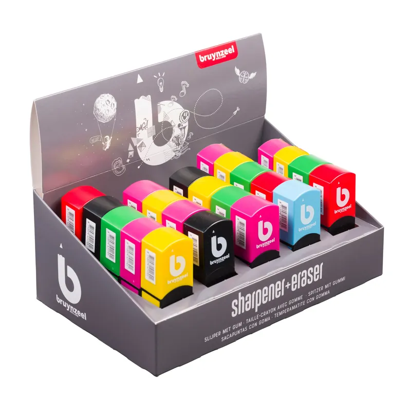 Op = Op Bruynzeel Puntenslijper-gum display - 25 stuks