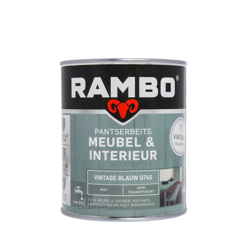 Rambo Pantserbeits Meubel & Interieur Mat 750 ml - Vintage Blauw Shop Nu