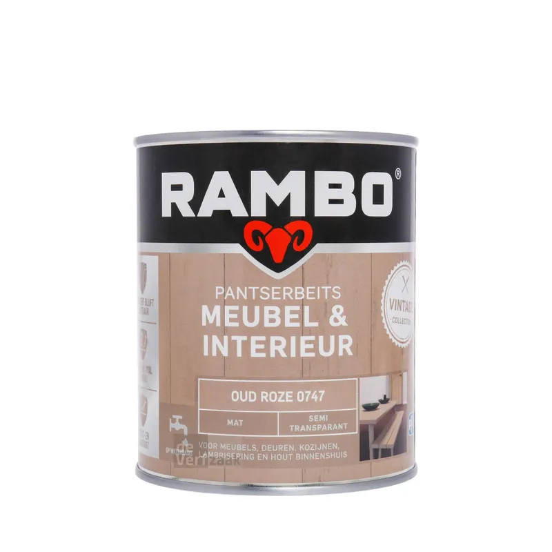 Aanbieding Rambo Pantserbeits Meubel & Interieur Mat 750 ml - Oud Roze