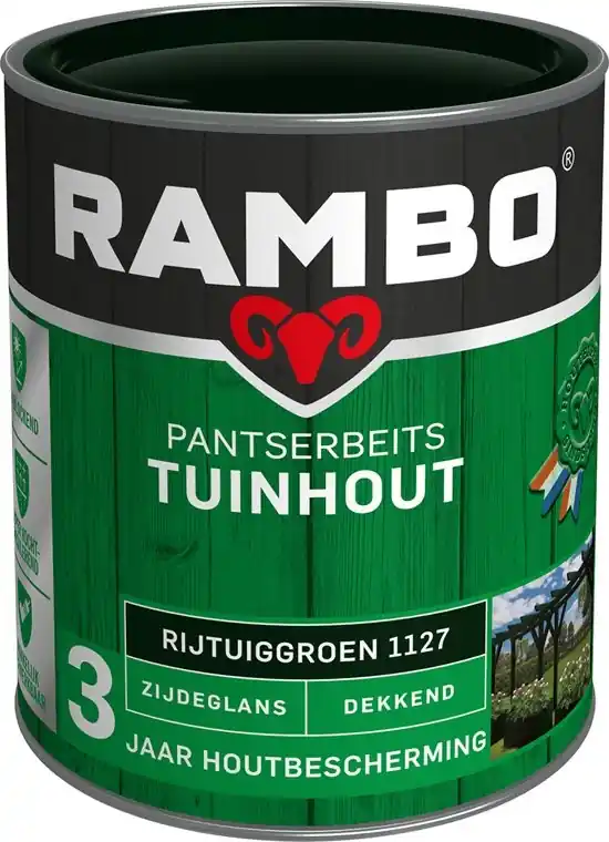 Aanbieding Rambo Pantserbeits Tuinhout Zijdeglans Dekkend - 750 ml Rijtuiggroen
