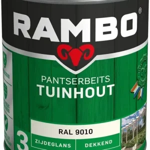 Rambo Pantserbeits Tuinhout Zijdeglans Dekkend - RAL 9010 Meest Verkocht