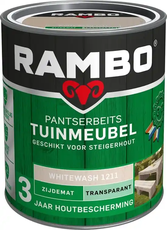 Speciale Aanbieding Rambo Pantserbeits Tuinmeubel Zijdemat Transparant - 750 ml Whitewash
