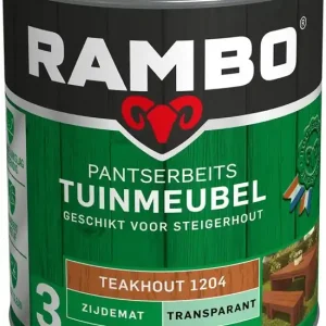 Gereduceerde Prijs Rambo Pantserbeits Tuinmeubel Zijdemat Transparant - 750 ml Teakhout