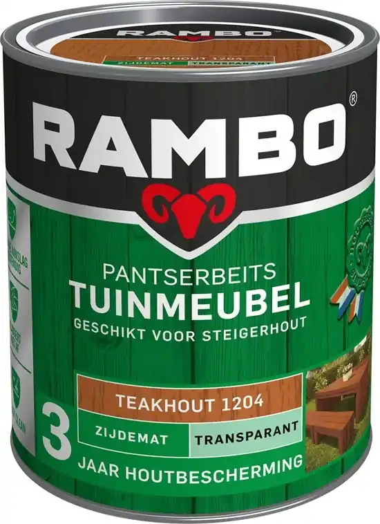 Gereduceerde Prijs Rambo Pantserbeits Tuinmeubel Zijdemat Transparant - 750 ml Teakhout
