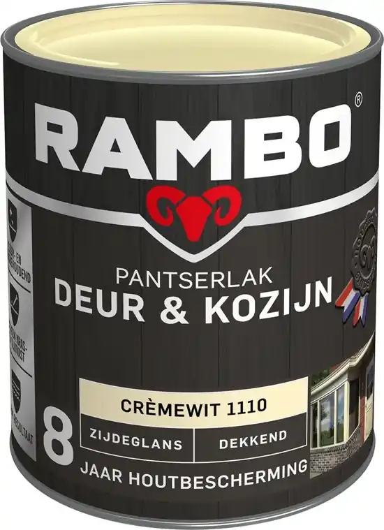Alleen Vandaag Rambo Pantserlak Deur & Kozijn Zijdeglans Dekkend - 750 ml Crèmewit