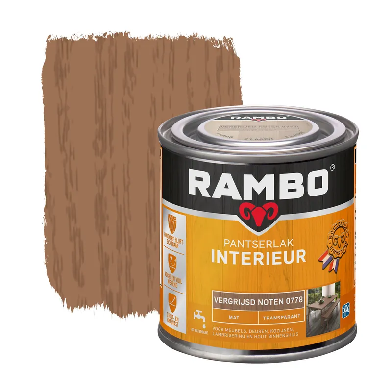 Merkproduct Rambo Pantserlak Interieur Transparant Mat - Vergrijsd noten