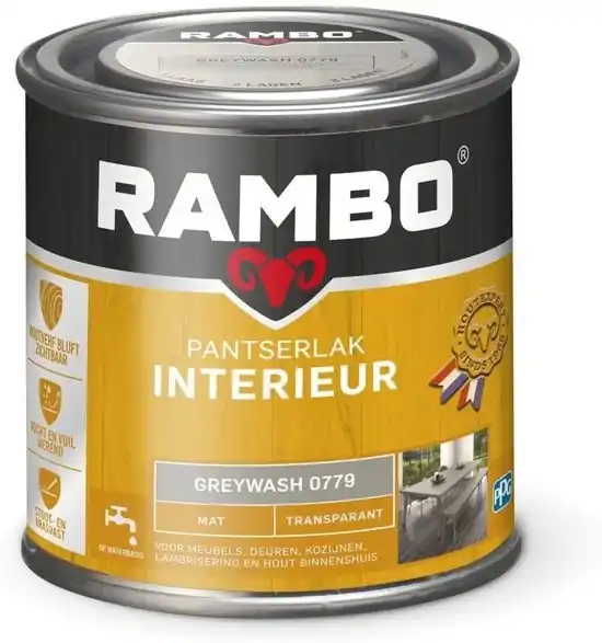 Dagaanbieding Rambo Pantserlak Interieur Transparant Mat - Greywash
