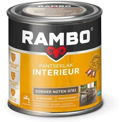 Rambo Pantserlak Interieur Transparant Zijdeglans - Donker noten Bestel Nu