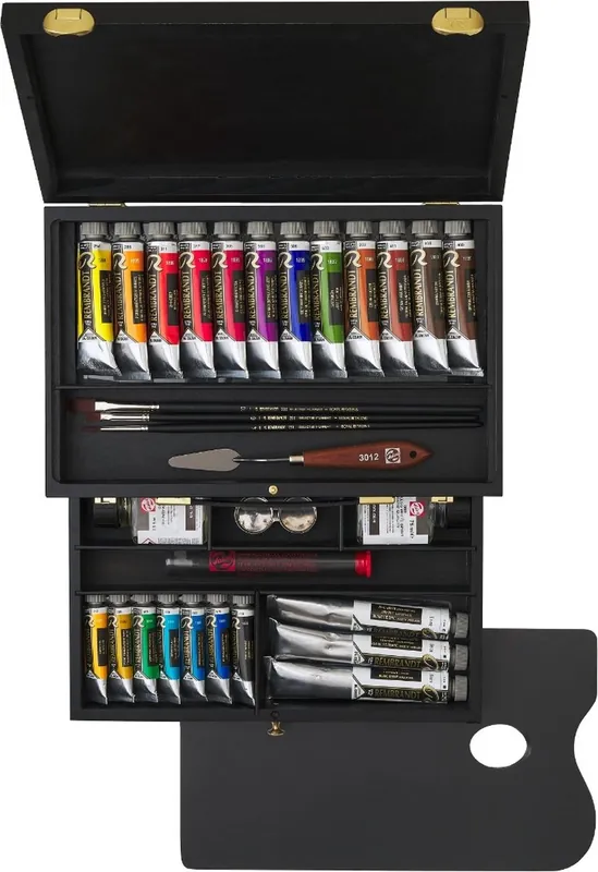 Royal Talens Rembrandt Olieverf set Luxury in houten kist - 7 x 15 ml + 12 x 40 ml + 3 x 60 ml Dagaanbieding