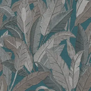 Korting Dutch Renaissance 2 - RE521056 - Embroidered leaves petrol blue