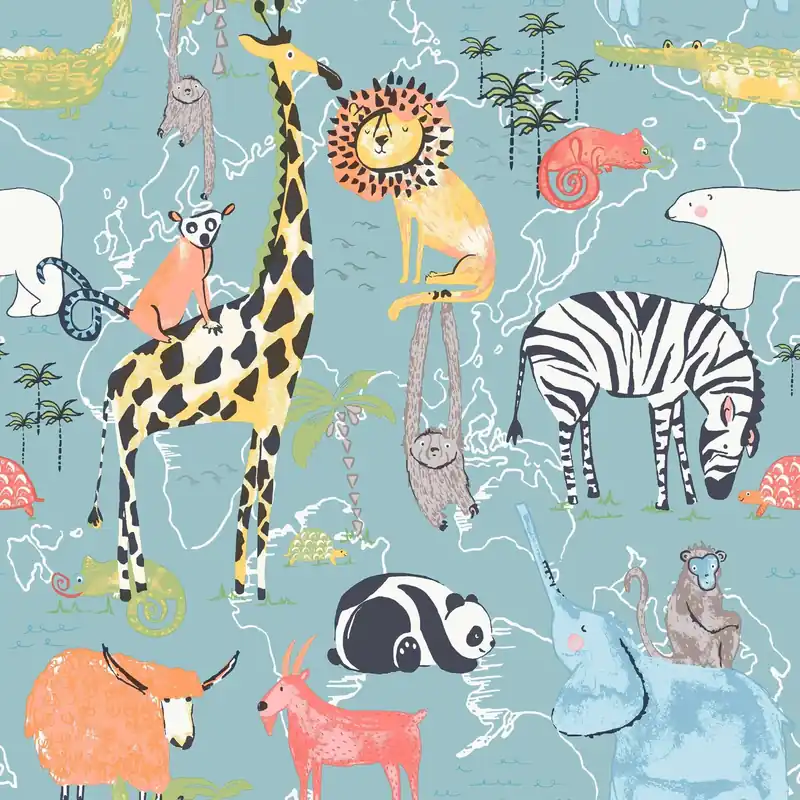 Dutch First Class World of Imagination - DL27541 - Safari Animals Blue Direct Verzonden
