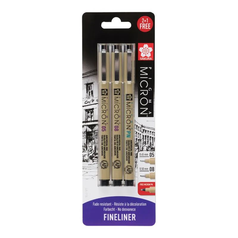 Sakura Fineliners Pigma Micron 05 en 08 - 3 stuks Bestseller
