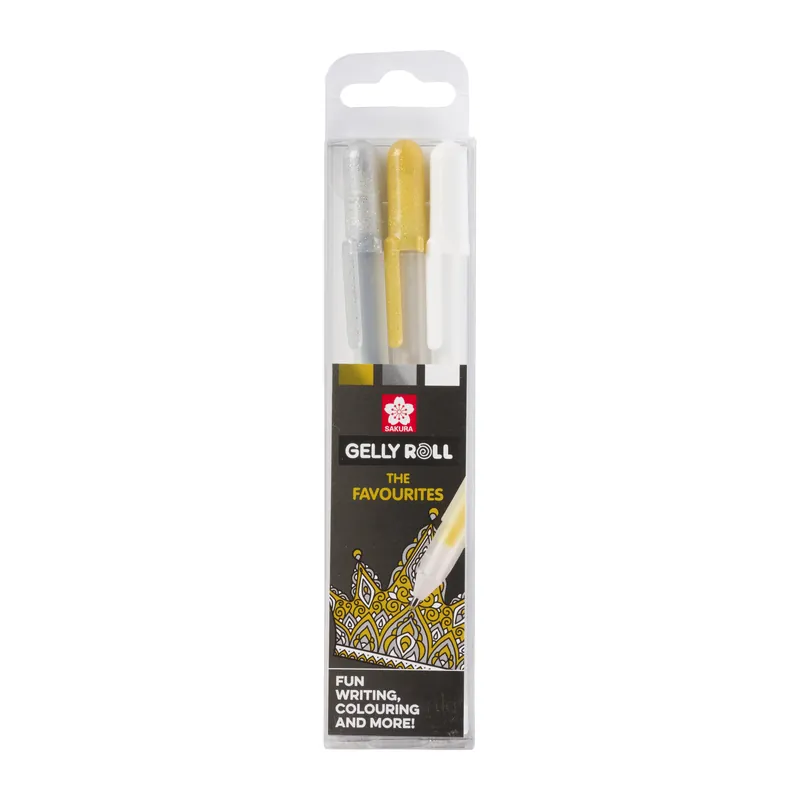 Sakura Gelpen Gelly Roll Mixed - Goud Zilver Wit - 3 stuks Flitsaanbieding