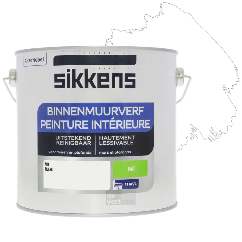 Sikkens Binnenmuurverf Mat - 2,5 liter Wit Gratis Retour