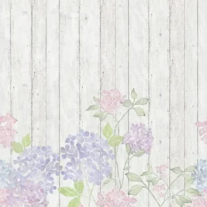 Hoge Kwaliteit Noordwand Smart Art Easy Fotobehang Hortensia's op houten planken 47265