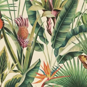 Dutch Tahiti - Fiori beige/groen/roze - 13335 Populair