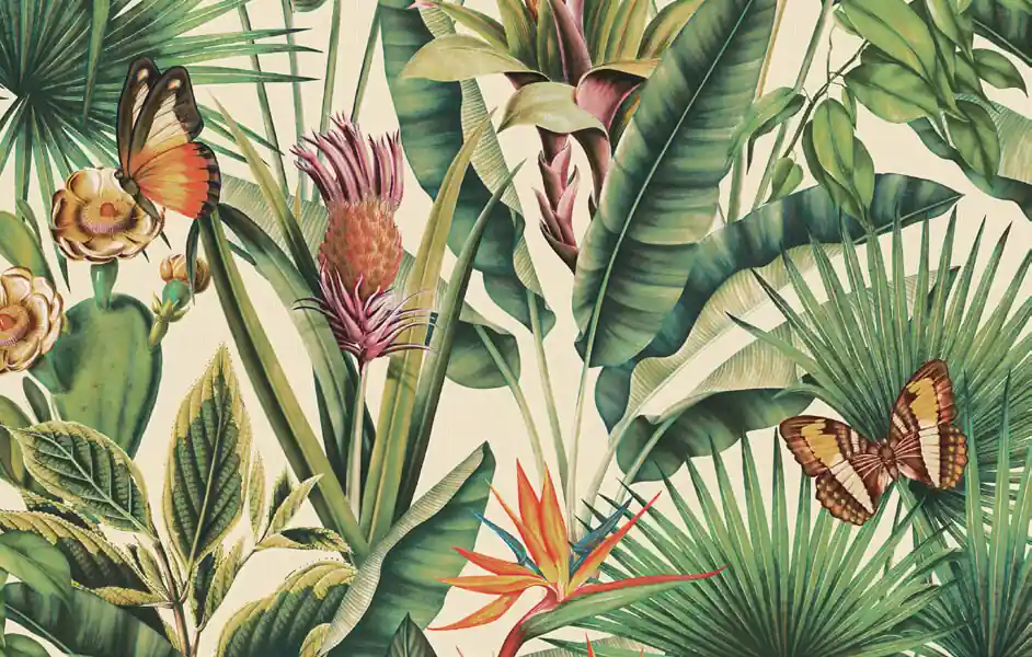 Dutch Tahiti - Fiori beige/groen/roze - 13335 Populair