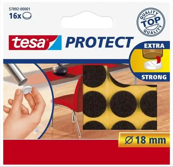 Tesa Beschermvilt - Bruin - Ø 18 mm - 16 Stuks Laatste Versie