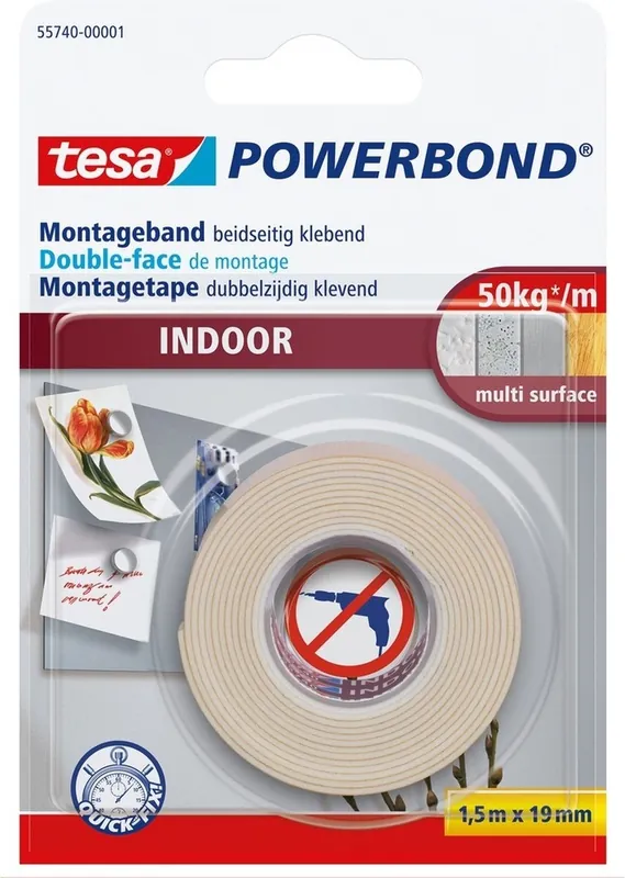 Beste Prijs Tesa Montagetape Indoor - 1,5 m x 19 mm
