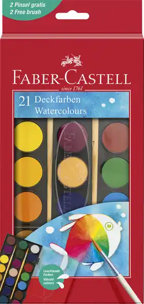 Faber Castell Waterverfdoos 21 kleuren (diameter 24cm) Aanbieding