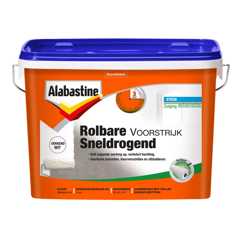 Alabastine rolbare voorstrijk sneldrogend - wit - 5L Exclusieve Aanbieding