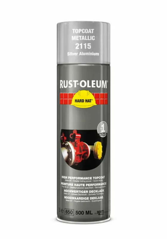 Rust-Oleum Spuitbus Topcoat spray metallic - aluminium - 0,5L Nieuw